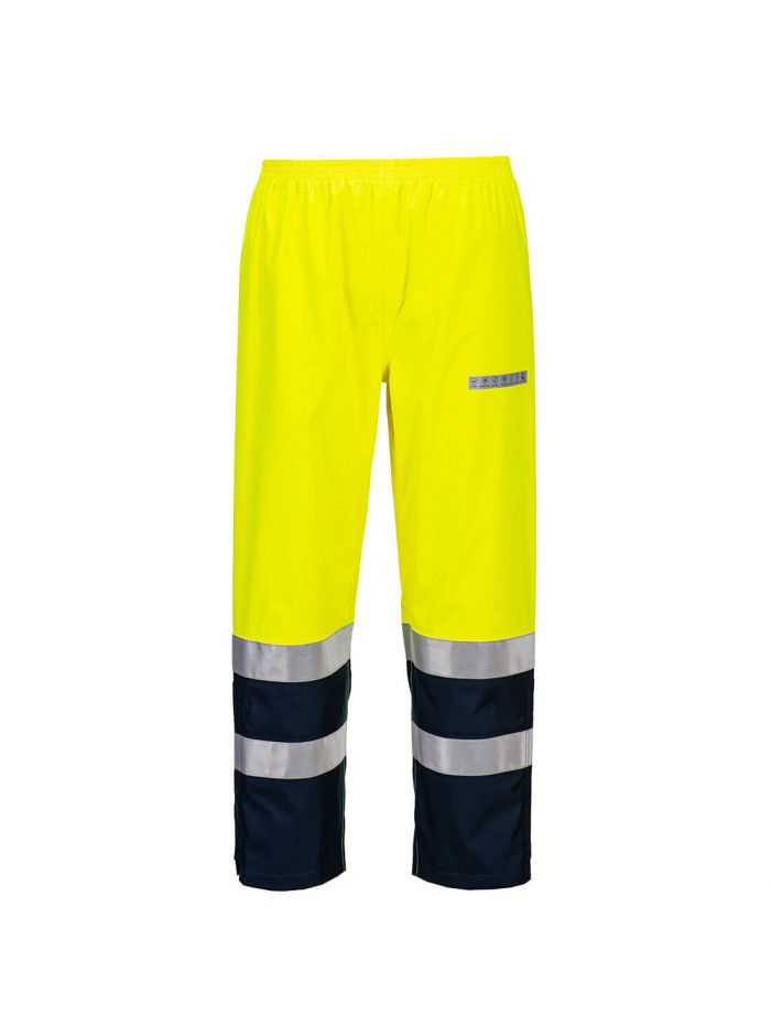 Bizflame Multi Light Arc Hi-Vis Trousers, L, R, Yellow/Navy